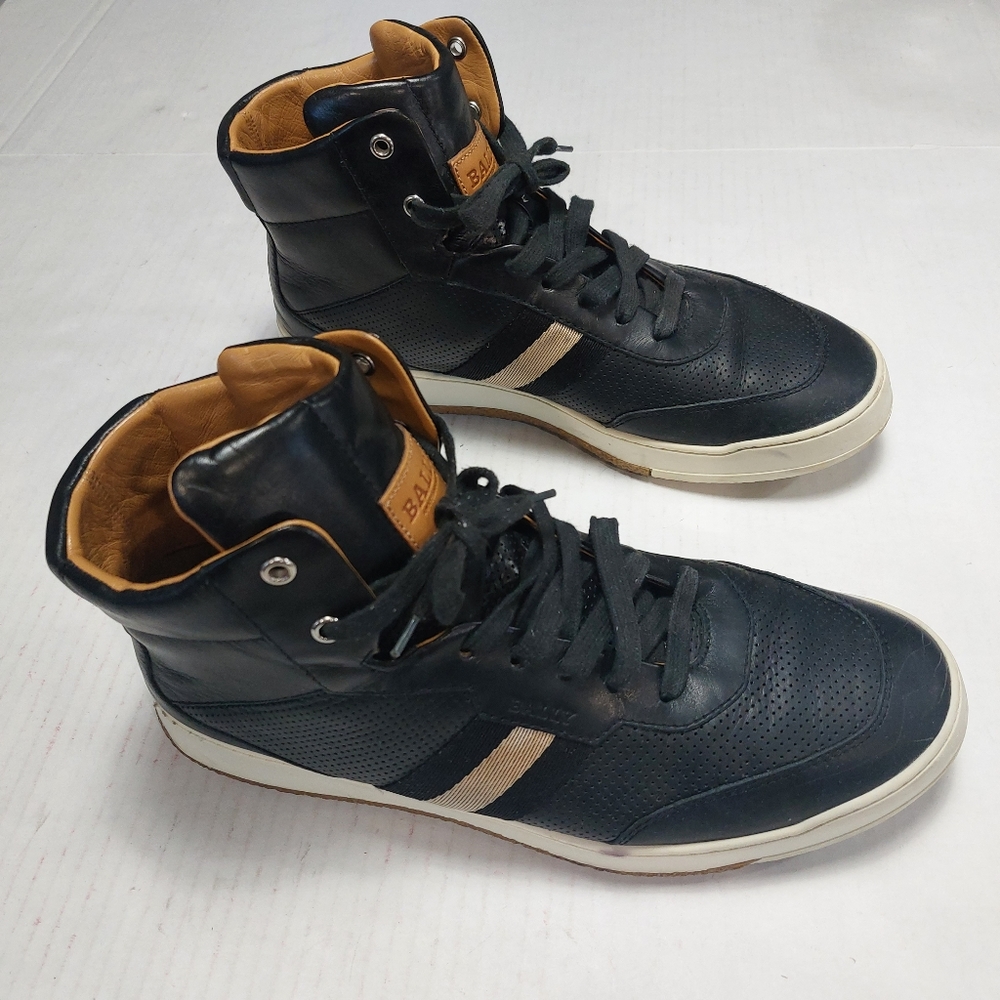 BALLY Switzerland Atilio Men's Black  Leather High Top Sneakers US 12D